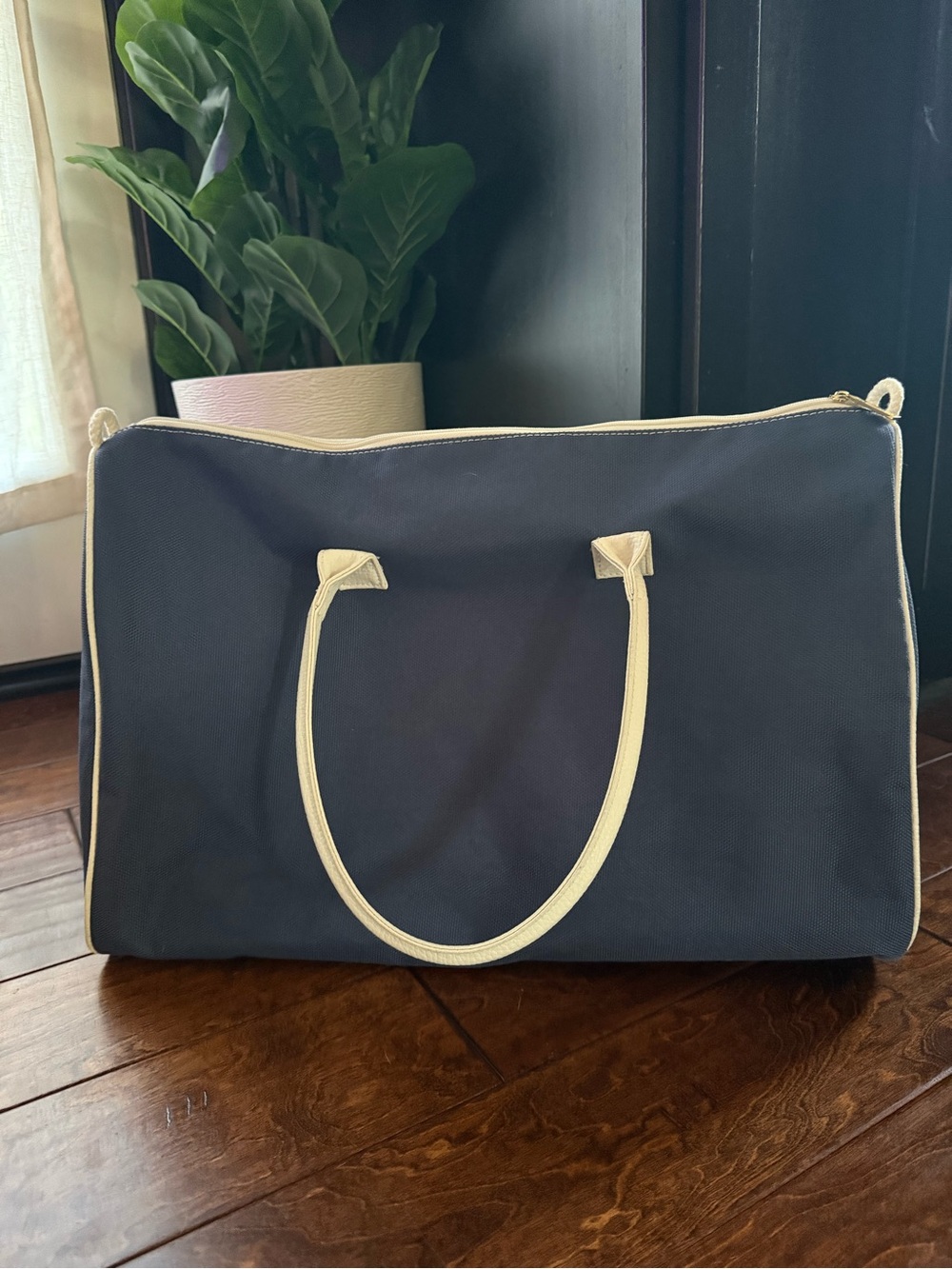 Estée Lauder Navy Canvas Tote with Cream Trim & Handles
